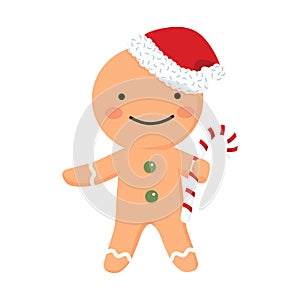 Cute ginger man isolated. Hand drawn Christmas illustration.