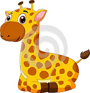 Cute giraffe cartoon isolated on white background