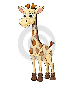 Cute giraffe cartoon isolated on white background.