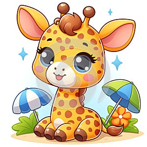 Cute giraffe cartoon isolated on white background, suitable for making stickers and illustrations 4