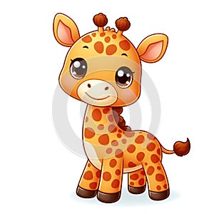 Cute giraffe cartoon isolated on white background, suitable for making stickers and illustrations 5