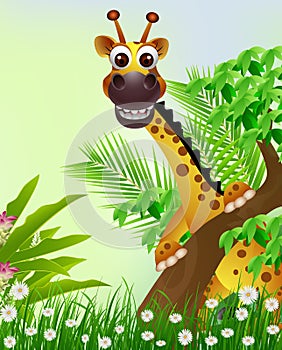 Cute giraffe cartoon smiling