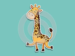 Cute Giraffe Cartoon Sticker. Kids, baby vector art illustration with Cartoon Animal Characters photo