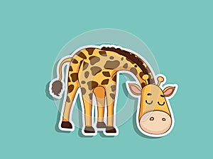 Cute Giraffe Cartoon Sticker. Kids, baby vector art illustration with Cartoon Animal Characters photo
