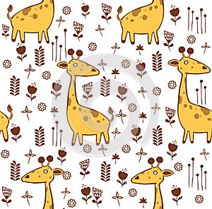 Cute giraffe . Creative scandinavian kids texture fabric, textile