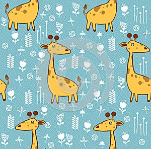 Cute giraffe . Creative scandinavian kids texture fabric, textile