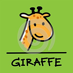 Cute giraffe hand-drawn style, vector illustration.