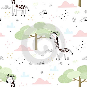 Cute giraffe Pattern print for kids. Seamless pattern.