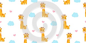 Cute Giraffe seamless baby pattern jungle Scandinavian animals