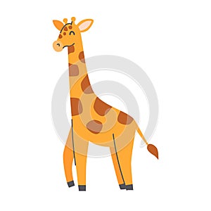 Cute giraffe white background, vector childish illustration