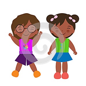 Cute girl African American vector illustration playing outside