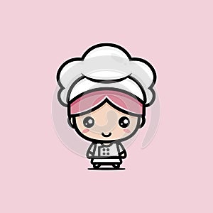 Cute girl cartoon character become a chef