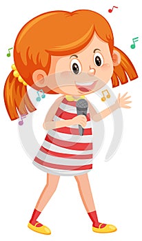 Cute girl cartoon holding microphone singing