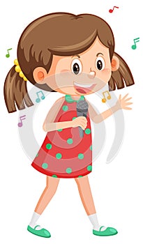 Cute girl cartoon holding microphone singing