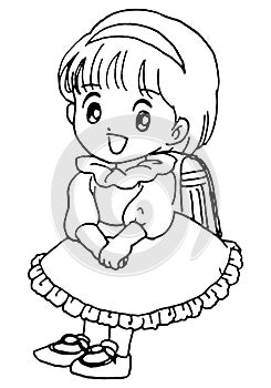 A cute girl cartoon illustration