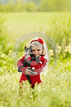 Cute girl with a cat