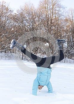 Cute girl doing the cartwheel