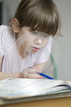 Cute girl doing homework