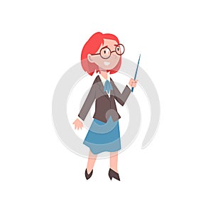 Cute Girl Dressed as Teacher, Kids Future Profession Cartoon Vector Illustration