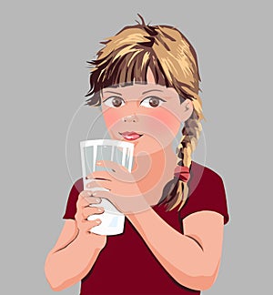 Cute girl drinking milk  milk time  healthy eating  healthy lifestyle, child education, child nutrition, illustration, child, kids
