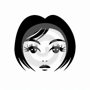 Cute Girl Face Logo Stock Image Download In Aubrey Beardsley Style