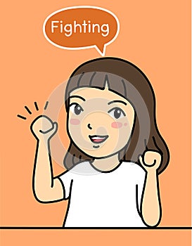 Cute girl fighting character vector illustration