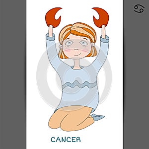 Cute girl in the form of zodiac sign. Cancer