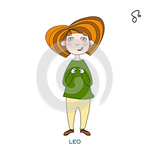 Cute girl in the form of zodiac sign.Leo