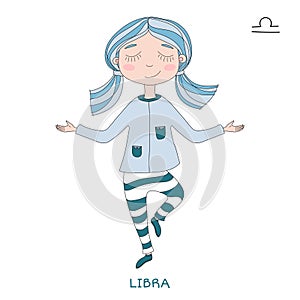 Cute girl in the form of zodiac sign. Libra