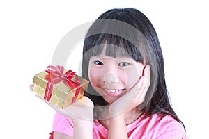 Cute girl with gift box