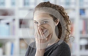 Cute girl giggling