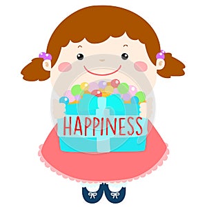 Cute girl give happiness for all illustration