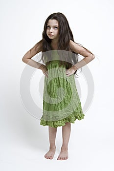 Cute girl in green dress