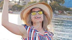 Cute girl in hat on vacation