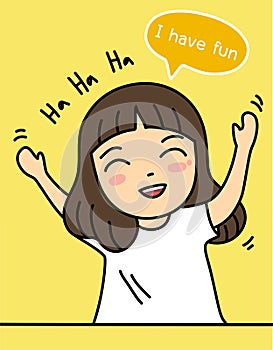 Cute girl have fun ` character vector illustration