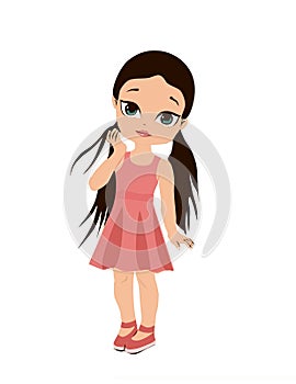 Cute girl and her clothes. Paper girl dressup game. children`s coloring book, cute girl children, illustration, fun educational