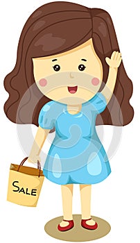Cute girl holding sale bag