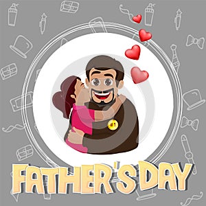 Cute girl hugging and kissing her father. Happy Father`s Day cel