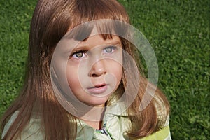 Cute girl looking up