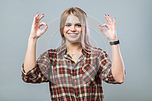 Cute girl with ok sign