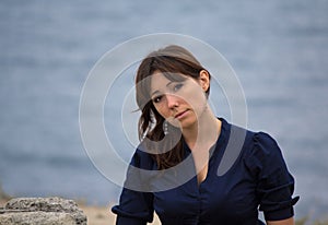 Cute girl oriental appearance on the coast