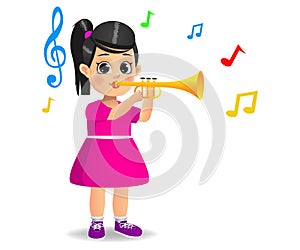 cute girl playing trumpet 