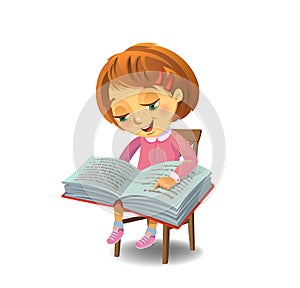 Cute girl reading book