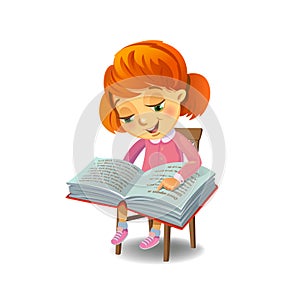 Cute girl reading book