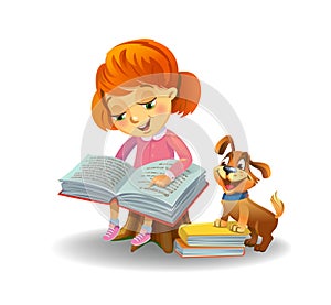 Cute girl reading book