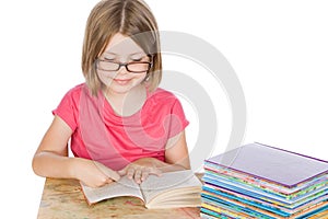 Cute Girl Reading her Books