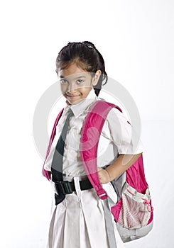 A cute girl ready for school