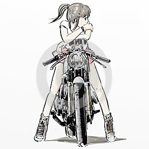 Cute girl riding motorcycle