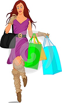 Cute girl with shopping bags