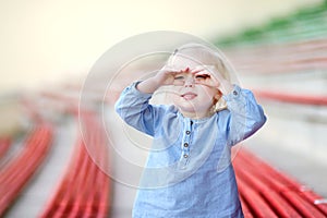 Cute girl on a stadium